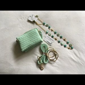 Small crossbody bag with matching jewelry